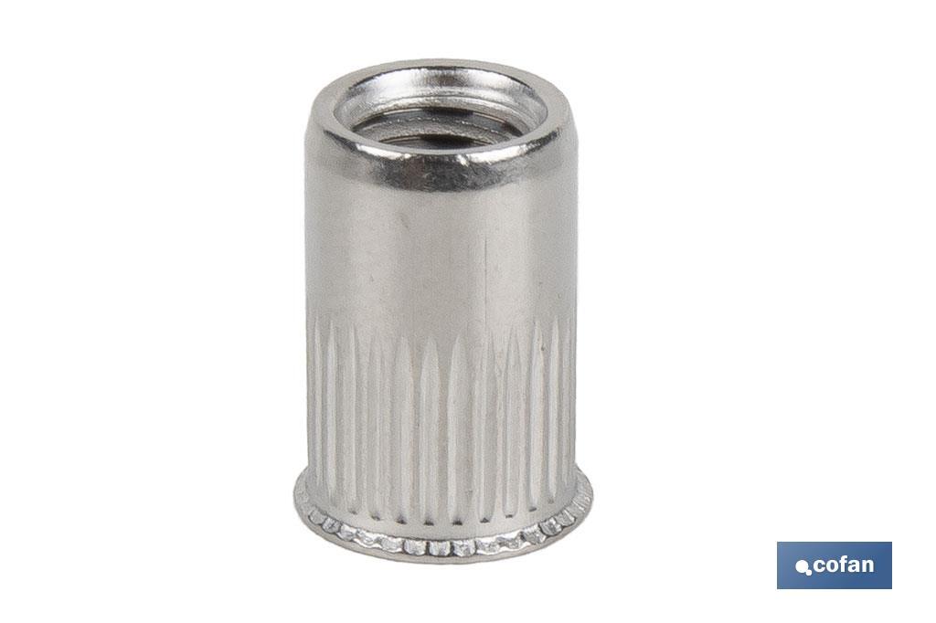 TUERCAS REMACHABLES RANURADAS INOX A-2 CABEZA REDUCIDA M3