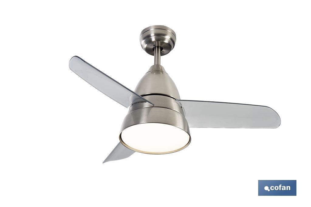 VENTILADOR DE TECHO ACERO LUZ LED 92 CM 55 W