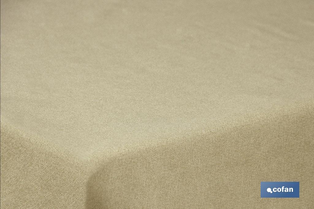 MANTEL ANTIMANCHAS RESINADO CONFECCIONADO 1,40 X 20 M 50 % ALG 50% POL. DORADO