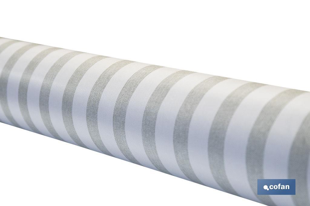 ROLLO DE MANTEL ANTIMANCHAS DE RAYAS BEIGE Y BLANCO 1,40 x 20 m