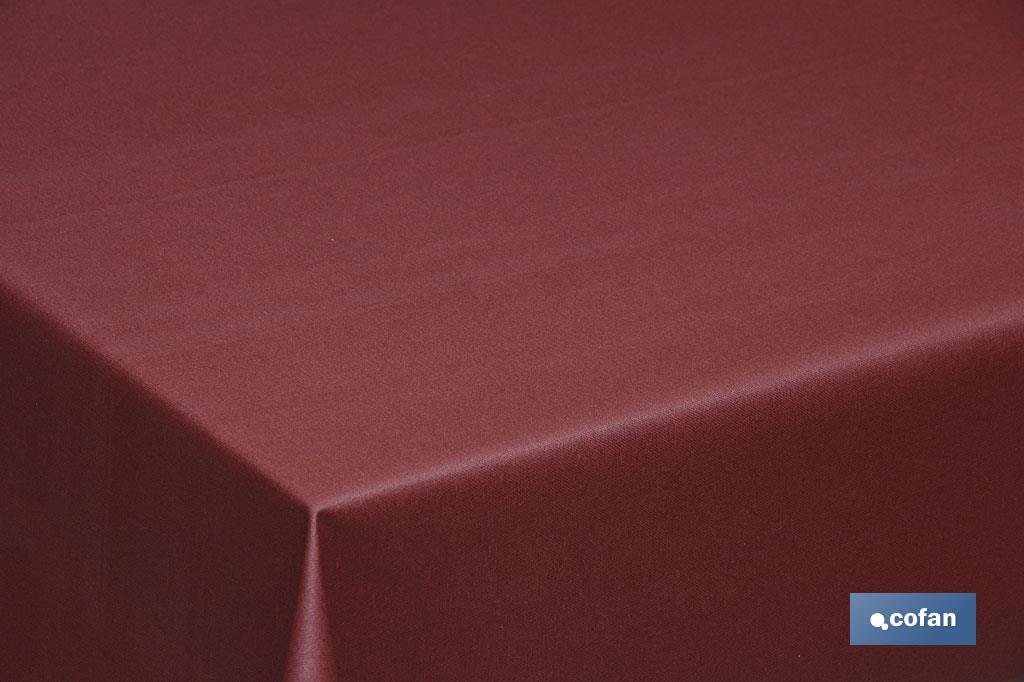MANTEL ANTIMANCHAS RESINADO  CONFECCIONADO 1,40x2,0mt 50% ALG 50% /POL. GRANATE