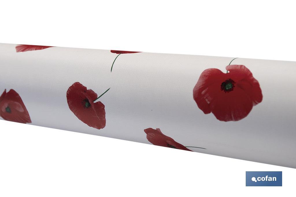 ROLLO DE HULE DISEÑO AMAPOLAS  1,40 x 20 m