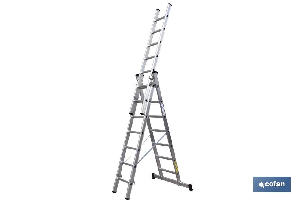 ESCALERA ALUMINIO TRIPLE 9 PELDAÑOS 2,50 + 2,50 + 2,50 M